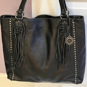 The Sak Studded Leather Tote with Fringe